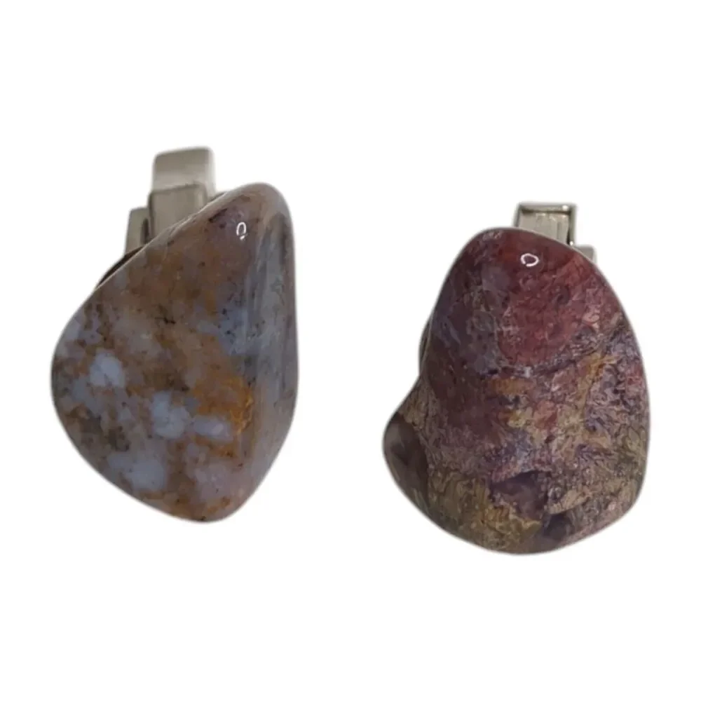 Vintage Rock Stone Brown Blue Polished Cuff Links Men's Accessories Formal